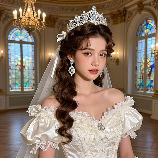 Vintage Bridal Princess in Moonlit Ballroom