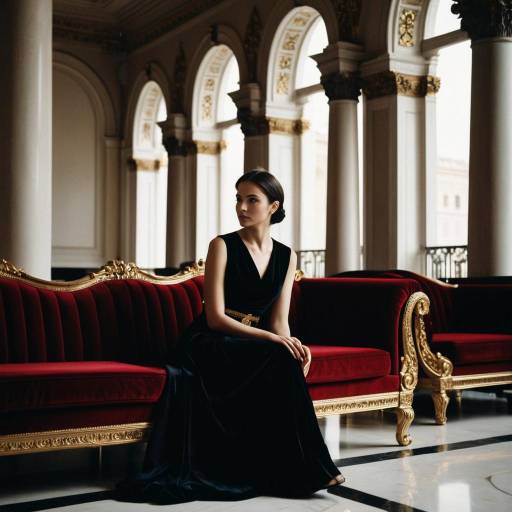 Elegant Woman in Luxurious Hotel Lounge