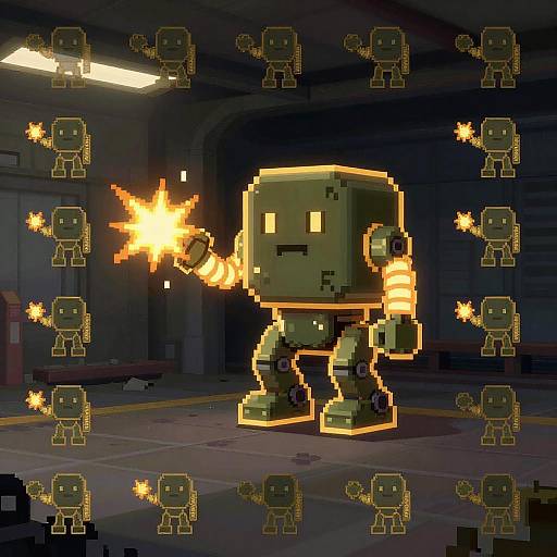 Pixel Art Turreted Security Bot