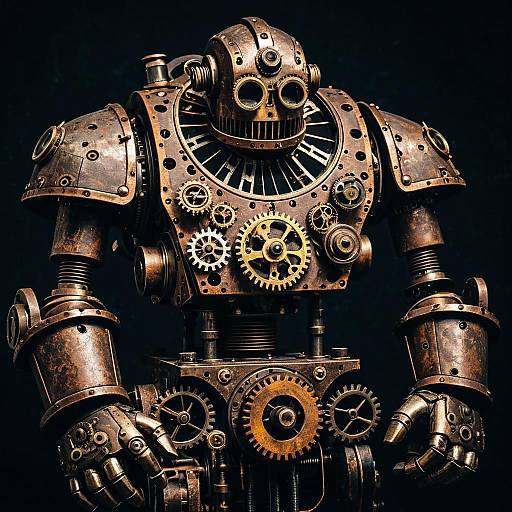Steampunk Clockwork Golem in High-Resolution