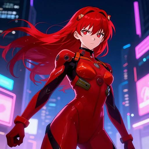 Digital anime artwork of Asuka Langley Soryu from 