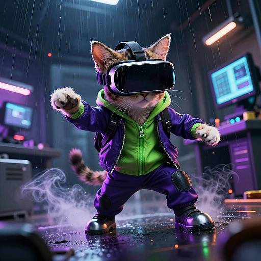 Calico Kitten Hacker in Neon Lab