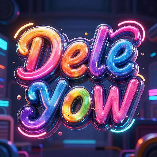 Vibrant 3D Neon Wordart Typography
