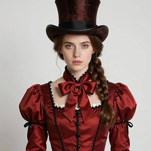Elegant Victorian Woman in Mad Hatter Costume