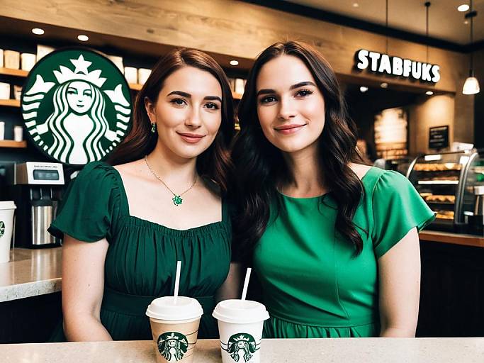 Starbucks Green Dress Coffee Face Swap