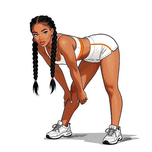 Semi-Realistic Woman Stretching Pose