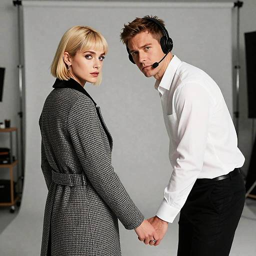 Studio Portrait of Couple Holding Hands