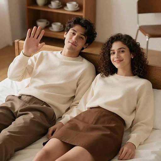 Cozy Couple Portrait in Cream Sweaters