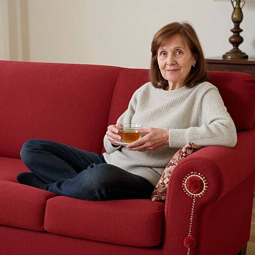 Cozy Living Room with Kind Woman