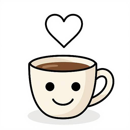 Smiling Coffee Cup with Heart Steam