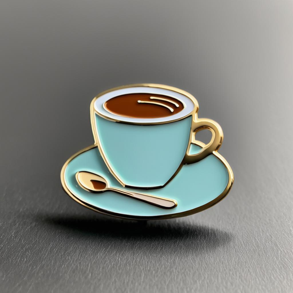 Whimsical Coffee Cup Enamel Pin Design