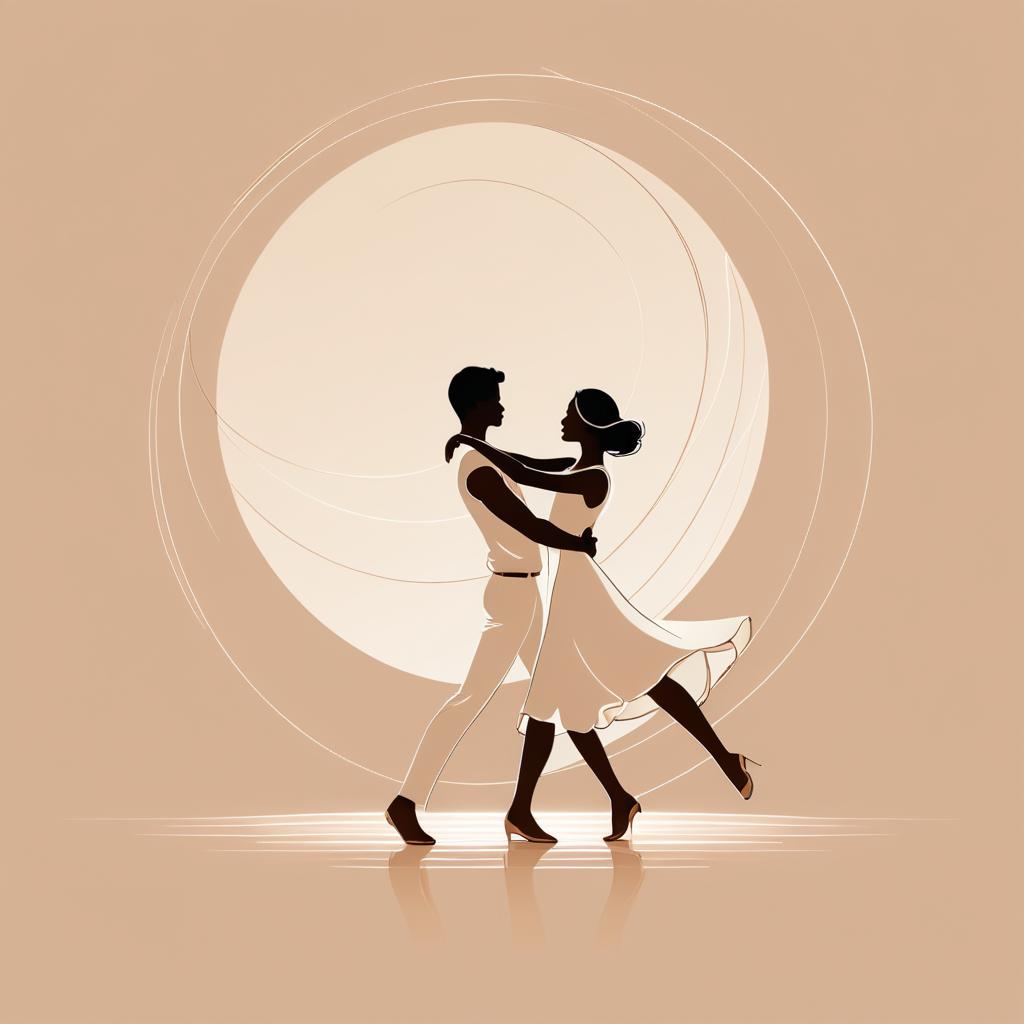 Elegant Minimalist Dancing Couple in Moonlight