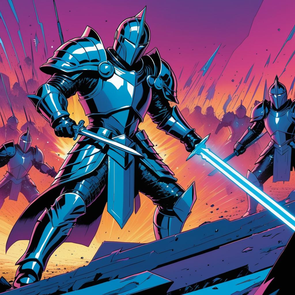 Futuristic Knight Battle in Twilight Style