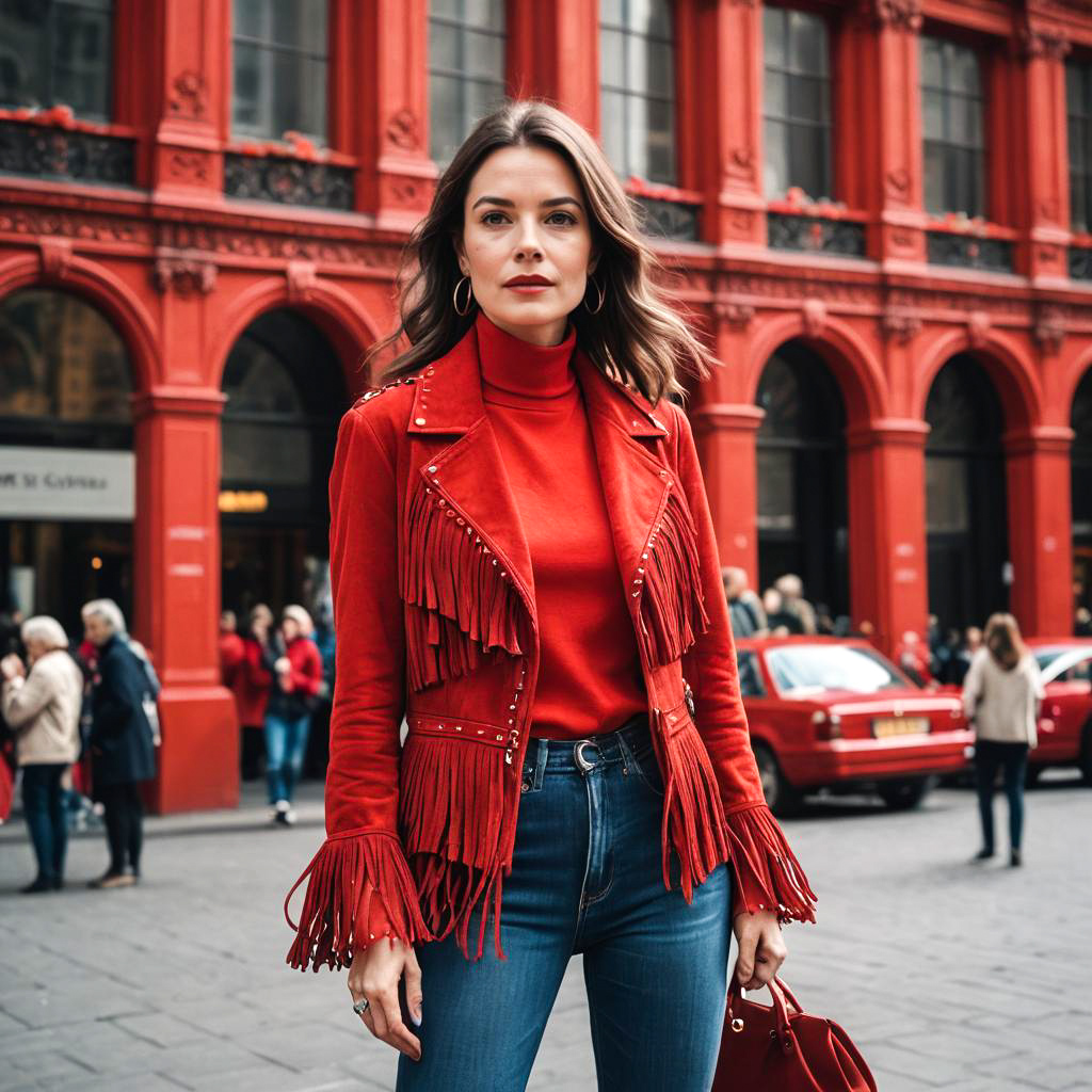 Confident Woman in Dynamic City Scene