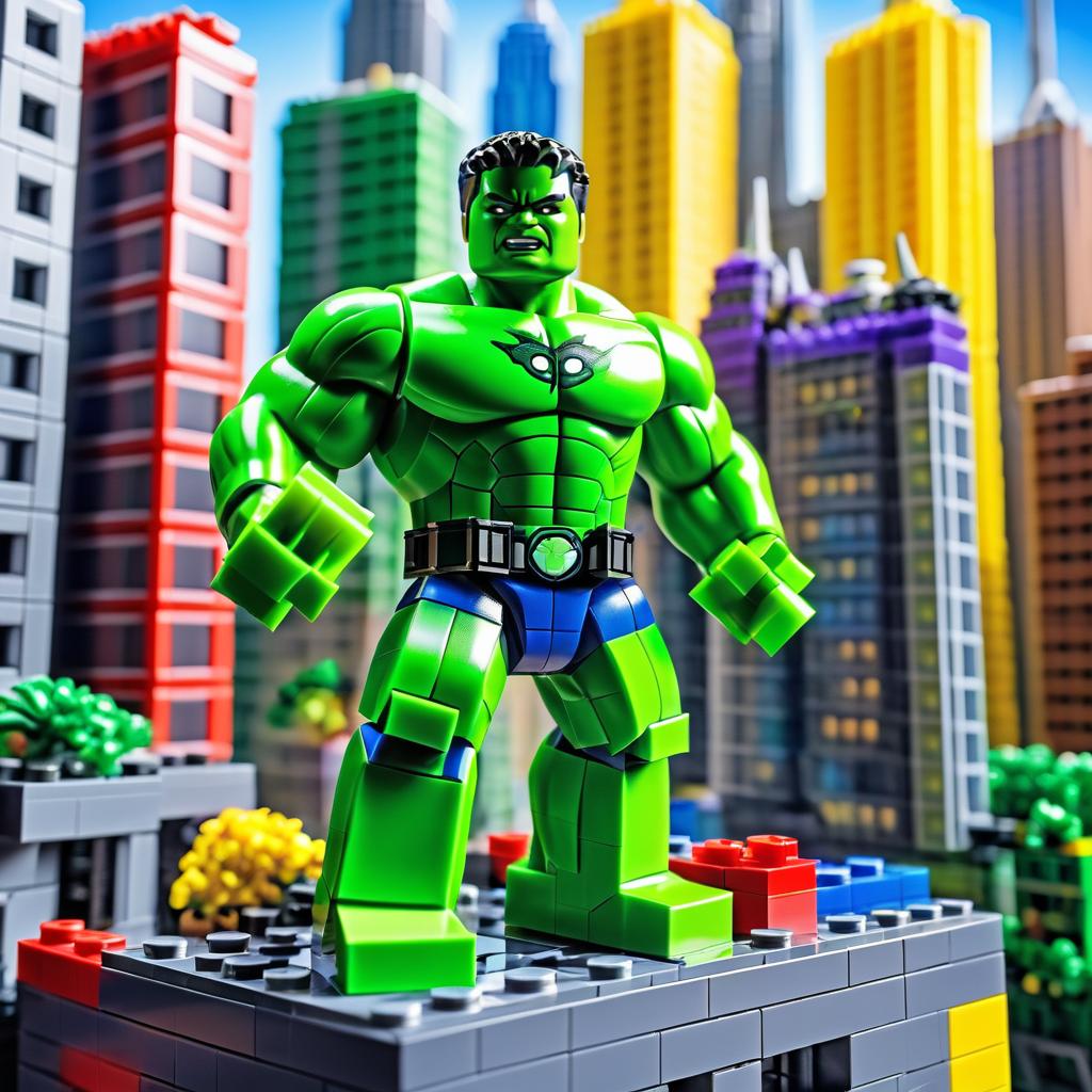 Lego Hulk Figurine in Avengers Tower