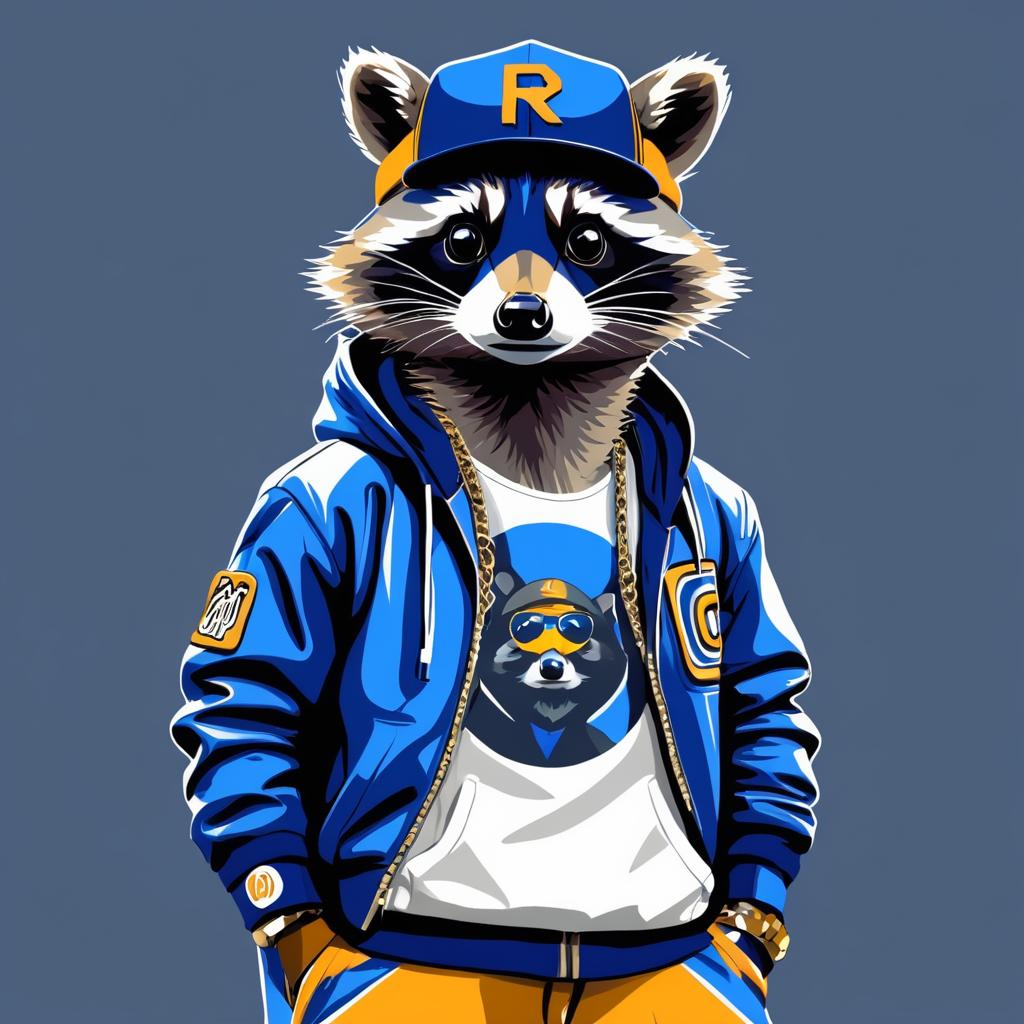 Stylish Raccoon Rapper in Jumpsuit