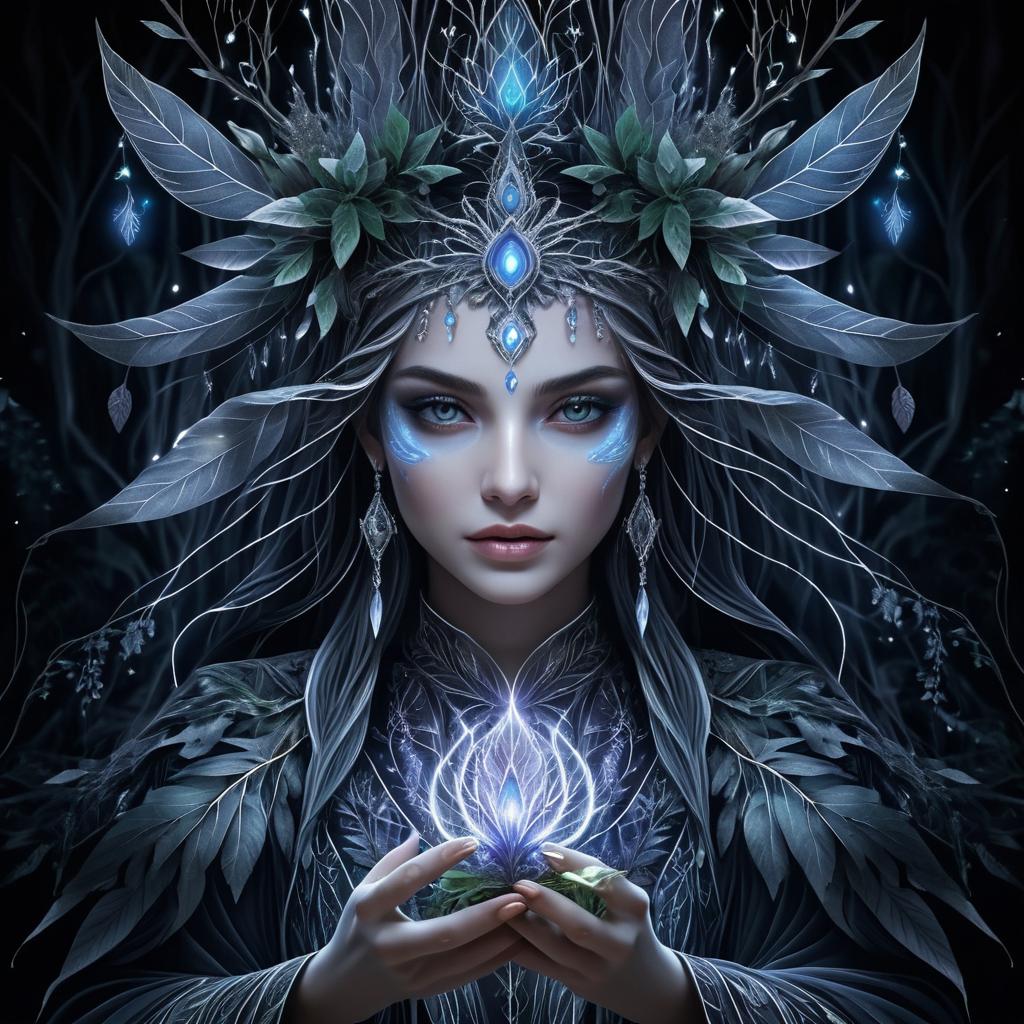 Ethereal Witch in Enchanted Forest Art