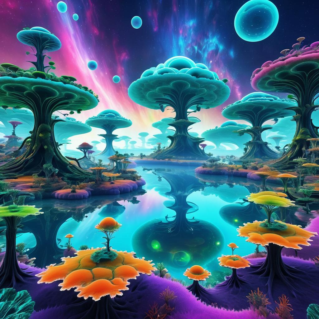 Surreal Alien Landscape with Fractals