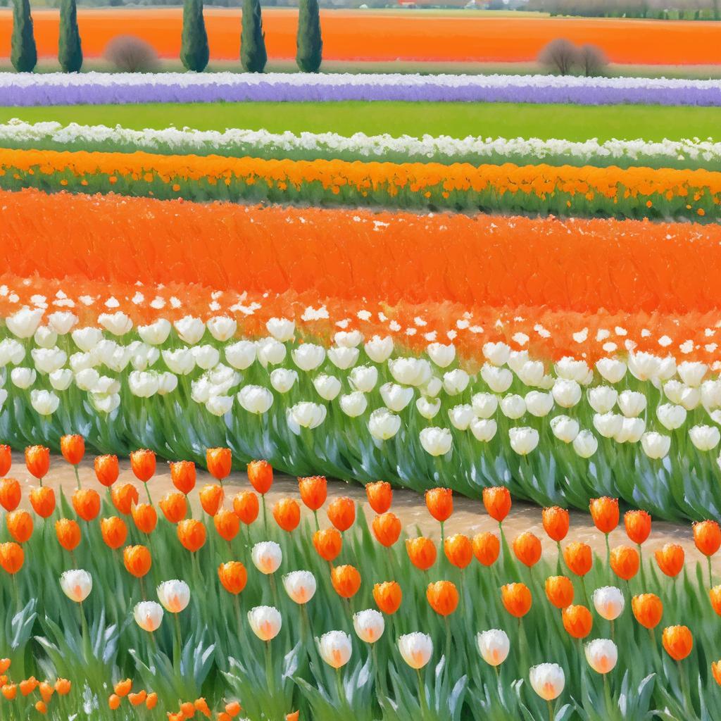 Impressionist Tulip Fields in Bloom