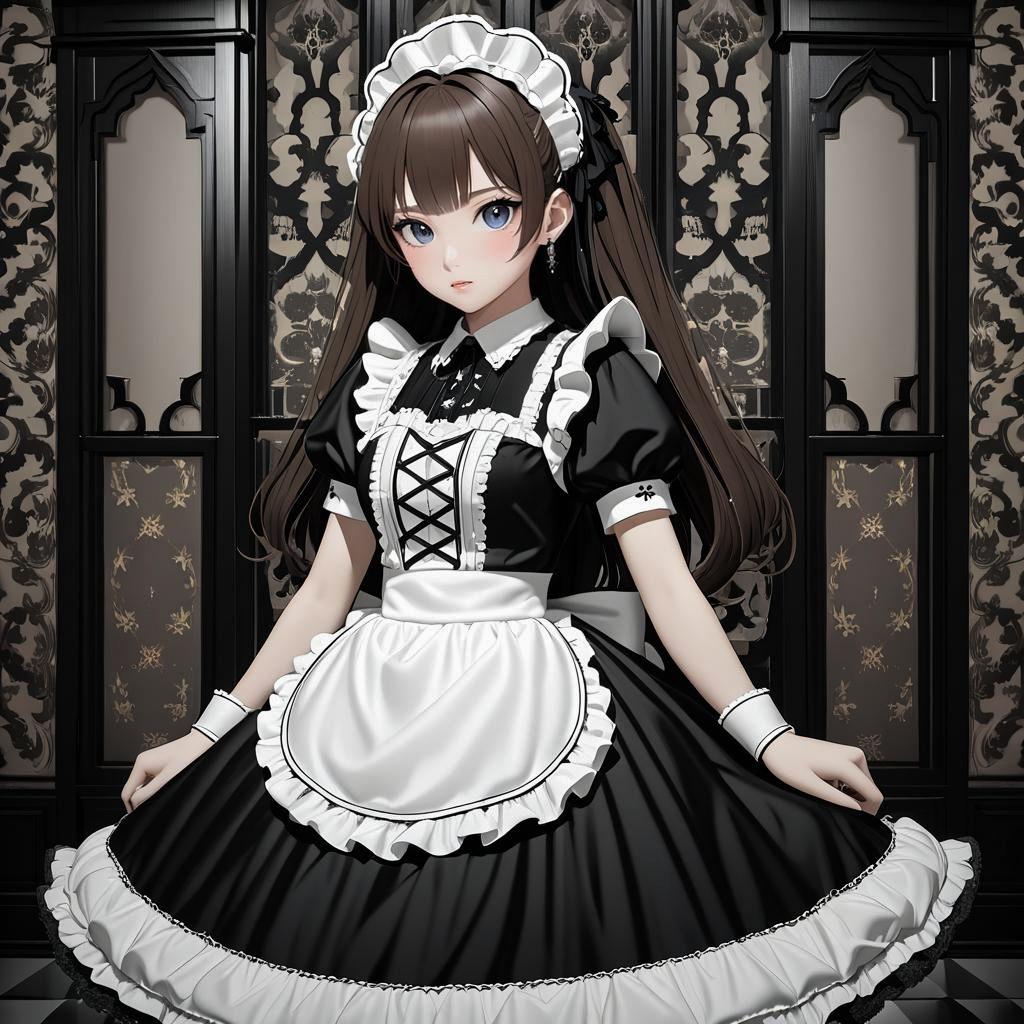 Gothic Lolita Maid with Piercing Stare