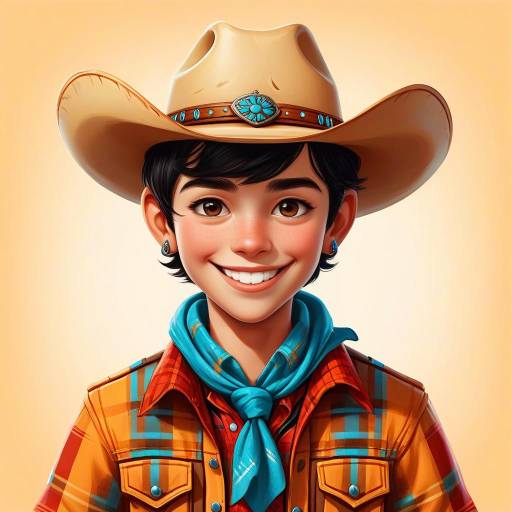 Cheerful Cartoon Cowboy Boy Portrait
