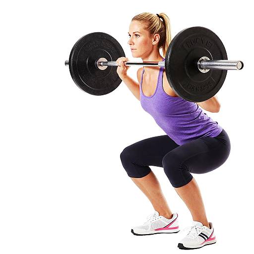 Blonde Woman Performing Weighted Squat