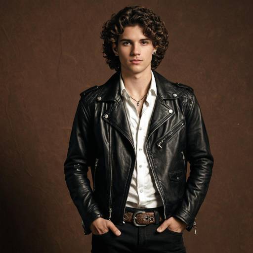 Young man in black leather jacket