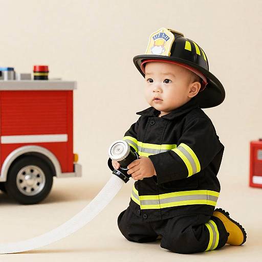 Young Boy as Infant Firefighter