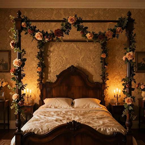 Victorian Bedroom with Floral Garland