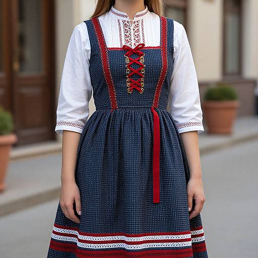 Close-Up of Woman in Folk Dress