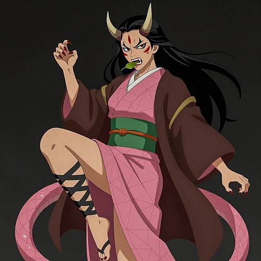 Fierce Oni Woman Digital Illustration