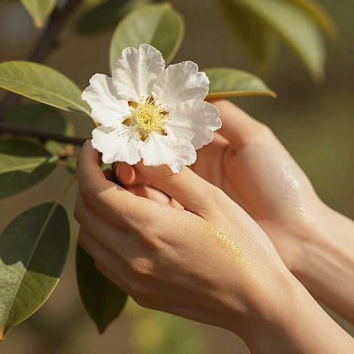Honey Skintone Hands Holding Flower