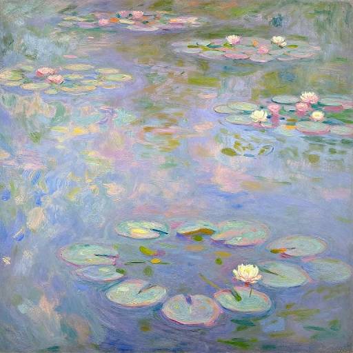 Pastel Water Lilies Pond Scene
