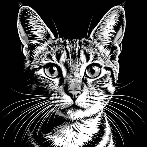 Minimalist Black and White Cat Line Art