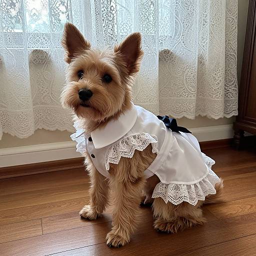 Elegant Dog in Maid Costume