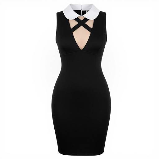Elegant Black Dress with White Collar