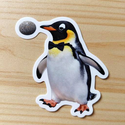 Penguin Catching Pebble Sticker