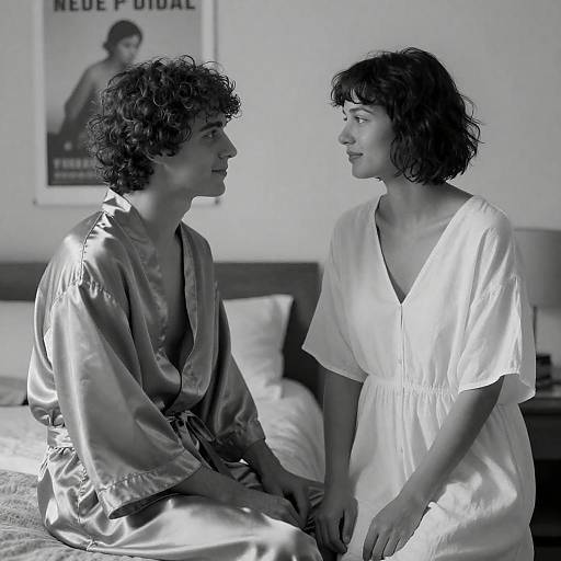 Intimate Black and White Bedroom Scene