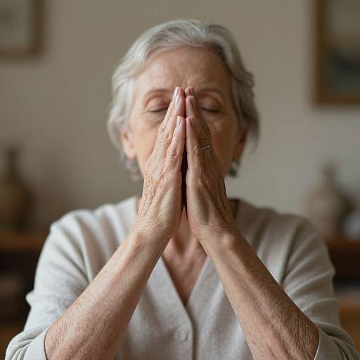 Serene Senior Woman in Namaste Pose