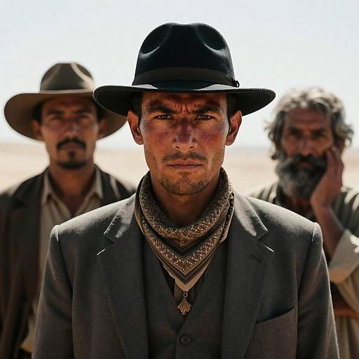 Rugged Man in Desert Landscape Portrait