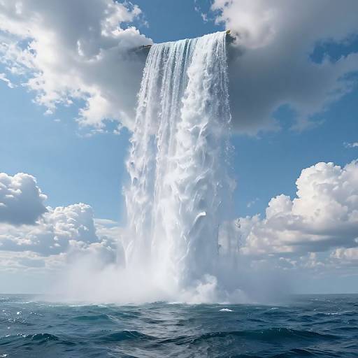 Surreal Upward Flowing Ocean Waterfall