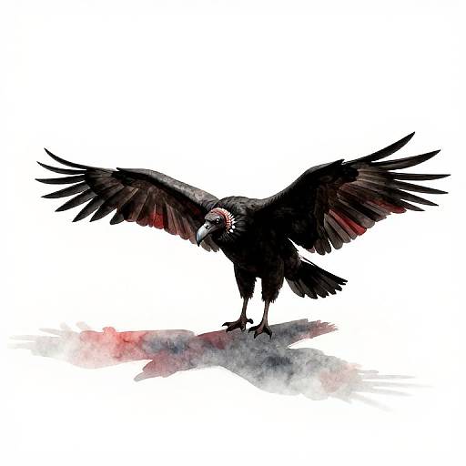 Minimalist Black Vulture Watercolor Art