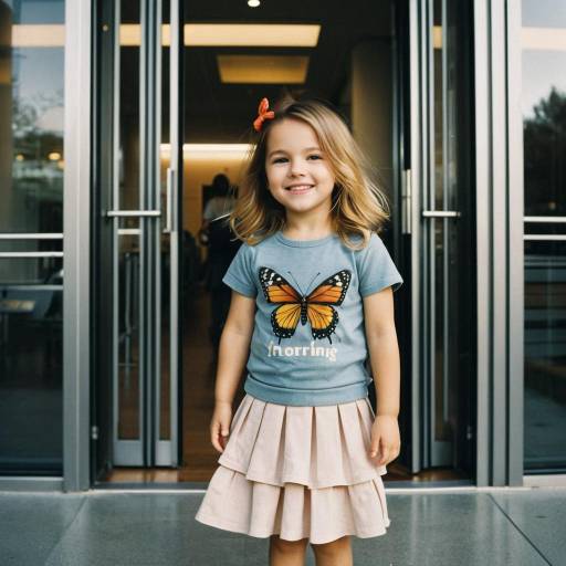 Smiling Toddler Girl in Butterfly T-Shirt