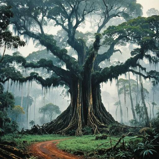 Misty Banyan Tree in Southeast Asia Misty Banyan Tree in Southeast Asia