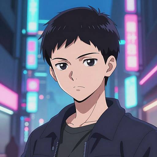 Cyberpunk Anime Buzz Cut Character