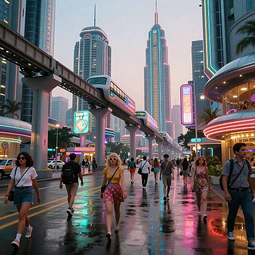 Atompunk Cityscape with Retro Futurism