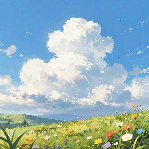 Vibrant Anime Daytime Sky Wallpaper