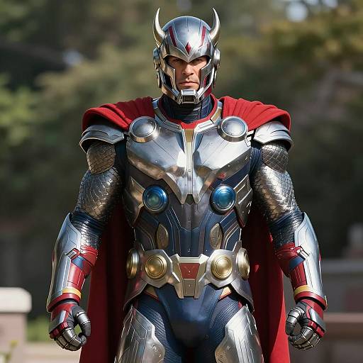 Male Superhero in Thor Ultron Costume Outdoors