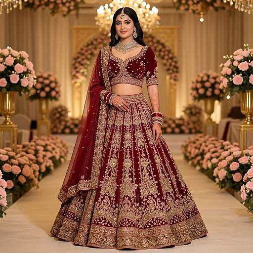Elegant Bride in Crimson Lehenga