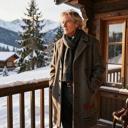 Shaggy Fringe Elderly Man in Tweed